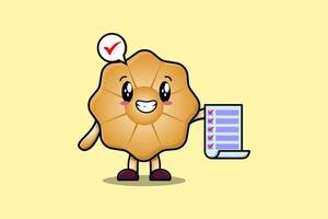 schattig tekenfilm koekjes Holding checklist Notitie vector