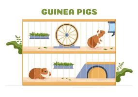 Guinea varken huisdieren hamsters dieren rassen geschikt voor poster of groet kaart in vlak schattig tekenfilm hand- getrokken Sjablonen illustratie vector