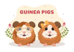 Guinea varken huisdieren hamsters dieren rassen geschikt voor poster of groet kaart in vlak schattig tekenfilm hand- getrokken Sjablonen illustratie vector