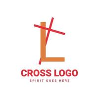 brief l eerste kruis vector logo ontwerp