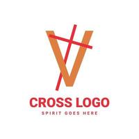 brief v eerste kruis vector logo ontwerp