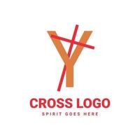 brief y eerste kruis vector logo ontwerp