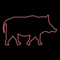 neon wild zwijn wild varken varken wrattenzwijn rood kleur vector illustratie beeld vlak stijl