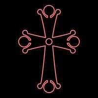 neon vier wees kruis laten vallen vormig kruis monogram religieus kruis rood kleur vector illustratie beeld vlak stijl