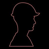 neon avatar bouwer architect ingenieur in helm visie rood kleur vector illustratie beeld vlak stijl