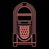 neon jukebox juke doos geautomatiseerd retro muziek- concept wijnoogst spelen apparaat rood kleur vector illustratie beeld vlak stijl