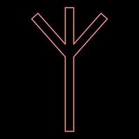 neon algiz elgiz rune elanden riet verdediging symbool rood kleur vector illustratie beeld vlak stijl