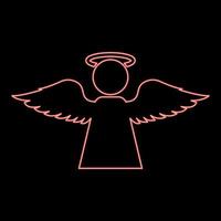 neon engel met vlieg vleugel rood kleur vector illustratie beeld vlak stijl