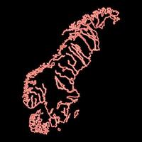 neon kaart van Scandinavië rood kleur vector illustratie beeld vlak stijl
