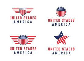 schild embleem sport team, patriottisch, Verenigde Staten van Amerika vlag, icoon vector logo ontwerp sjabloon illustratie