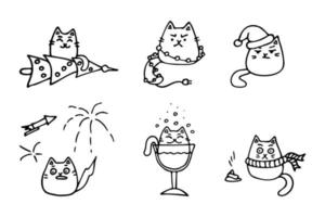 tekening illustratie met schattig Kerstmis katten. vector illustratie