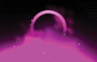cirkel roze ring neon lichten wolk rook de nevel achtergrond vector