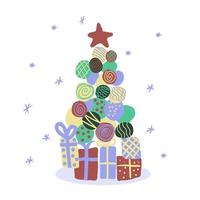 schattig vector Kerstmis boom. feestelijk kleurrijk illustratie.