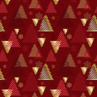 naadloos geschenk omhulsel papier patroon rood goud Kerstmis boom vector