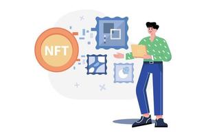 nft creëren kunst illustratie concept Aan wit achtergrond vector