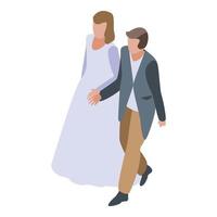 gelukkig bruiloft paar icoon, isometrische stijl vector
