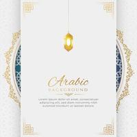 Arabisch Islamitisch elegant wit en gouden luxe sier- achtergrond met Arabisch grens patroon vector