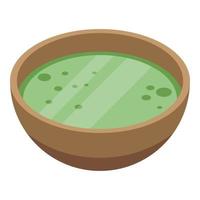 matcha thee soep icoon, isometrische stijl vector