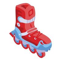 rood in lijn skates icoon, isometrische stijl vector