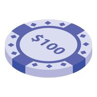 100 dollar casino spaander icoon, isometrische stijl vector