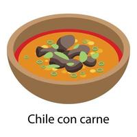 Chili con carne icoon, isometrische stijl vector