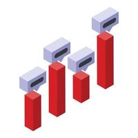 prijs tabel bars icoon, isometrische stijl vector