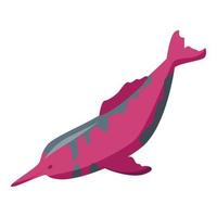 rood dolfijn icoon, isometrische stijl vector