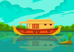 Kerala Houseboat Vector Achtergrond Illustratie