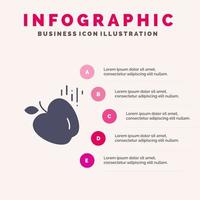 appel voedsel wetenschap solide icoon infographics 5 stappen presentatie achtergrond vector