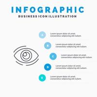 oog vind kijken op zoek zoeken zien visie lijn icoon met 5 stappen presentatie infographics achtergrond vector