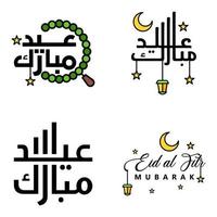 modern Arabisch schoonschrift tekst van eid mubarak pak van 4 voor de viering van moslim gemeenschap festival eid al adha en eid al fitr vector