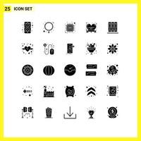 groep van 25 solide glyphs tekens en symbolen voor onderwijs Dames dag computer gelukkig insigne bewerkbare vector ontwerp elementen