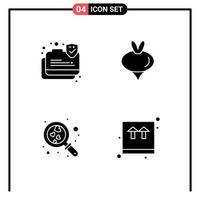reeks van 4 modern ui pictogrammen symbolen tekens voor verbinding liefde beveiligen groente bruiloft bewerkbare vector ontwerp elementen