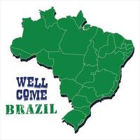 Welkom Brazilië. kaart van Brazilië met de decoratie van de nationaal vlag. stijl waterverf tekening. Brazilië kaart met nationaal vlag. vector. vector