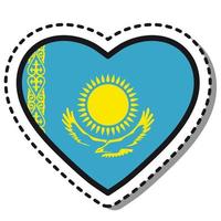 vlag Kazachstan hart sticker Aan wit achtergrond. wijnoogst vector liefde kenteken. sjabloon ontwerp element. nationaal dag. reizen teken.