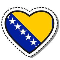 vlag Bosnië herzegovina hart sticker Aan wit achtergrond. wijnoogst vector liefde kenteken. sjabloon ontwerp element. nationaal dag. reizen teken.