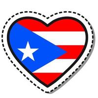 vlag puerto rico hart sticker Aan wit achtergrond. wijnoogst vector liefde kenteken. sjabloon ontwerp element. nationaal dag. reizen teken.