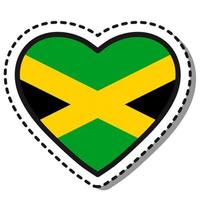 vlag Jamaica hart sticker Aan wit achtergrond. wijnoogst vector liefde kenteken. sjabloon ontwerp element. nationaal dag. reizen teken.