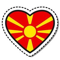 vlag Macedonië hart sticker Aan wit achtergrond. wijnoogst vector liefde kenteken. sjabloon ontwerp element. nationaal dag. reizen teken.