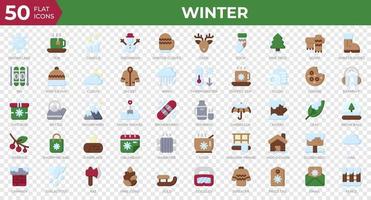 winter pictogrammen in vlak stijl. sneeuwvlok, thee, trui. vlak pictogrammen verzameling. vakantie symbool. vector illustratie
