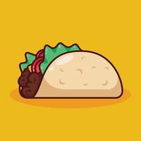 schattig taco illustratie in vlak ontwerp vector