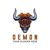 demon schedel viking mascotte logo ontwerp vector sjabloon illustratie