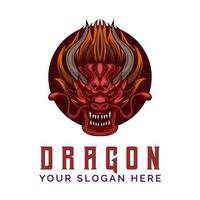 draak boos hoofd logo ontwerp vector mascotte sjabloon