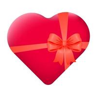 hart gebonden met een rood satijn lint met een boog. ansichtkaart met een hart. de concept van liefde en vieren Valentijnsdag dag. traditioneel symbool van liefde. vector illustratie.