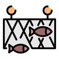 vis boerderij netto icoon kleur schets vector