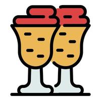 twee milkshakes icoon kleur schets vector