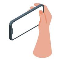 selfie smartphone icoon isometrische vector. telefoon hand- vector