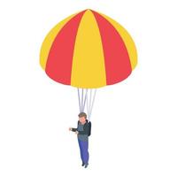 Mens met parachute icoon, isometrische stijl vector