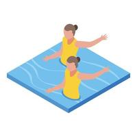 gesynchroniseerd zwemmen sport icoon, isometrische stijl vector