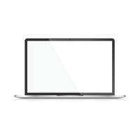 realistisch laptop met blanco scherm icoon in vlak stijl. computer Scherm vector illustratie Aan geïsoleerd achtergrond. toezicht houden op teken bedrijf concept.